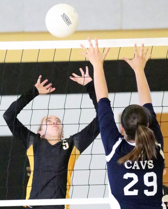 Action at the JV Volleyball match against Carroll County